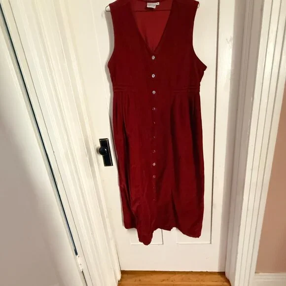 MATCH USA MAXI Brick/Rust/Red/Orange Vintage Corduroy Dress (Women's M) - Picture 5 of 5